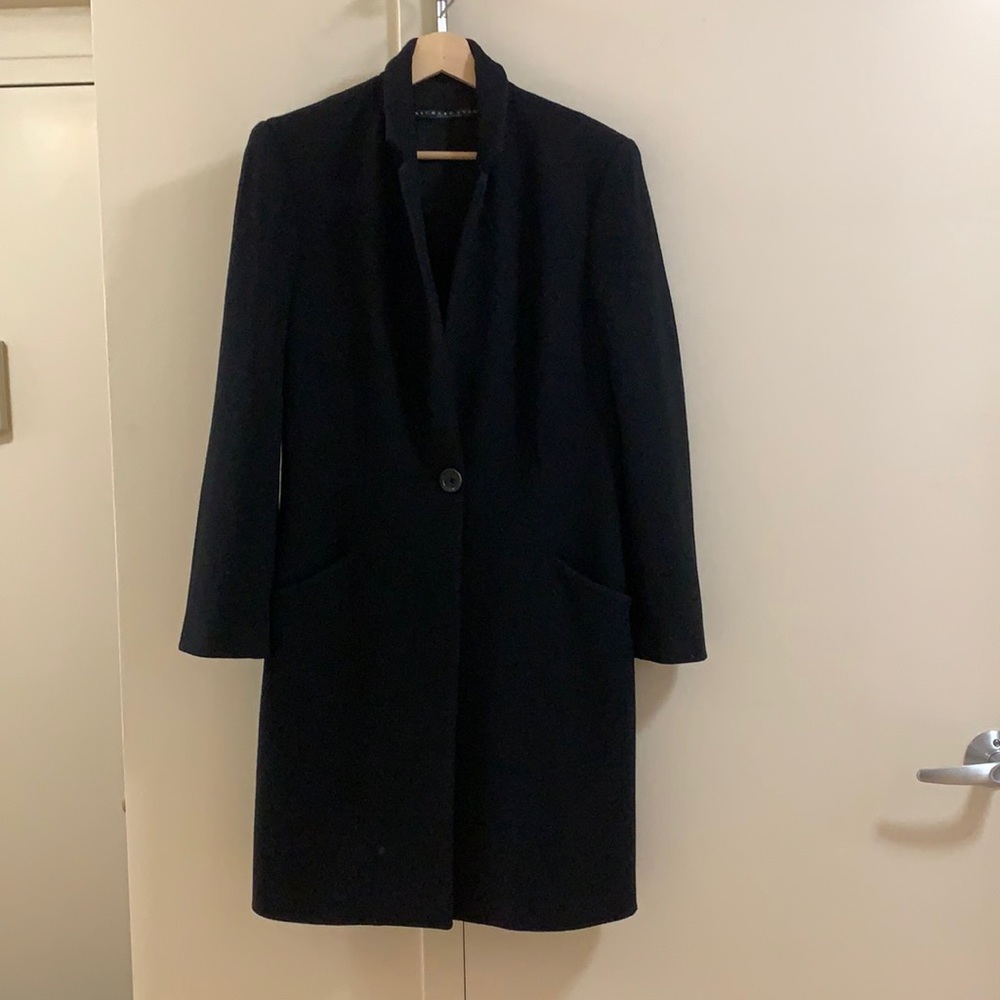 Richard Tyler wool blend black coat jacket size 8.